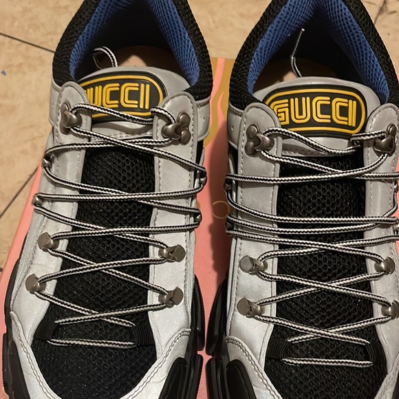 authentic GUCCI technical canvas calfskin reflective men’s flashtrek sneakers - Picture 6 of 9